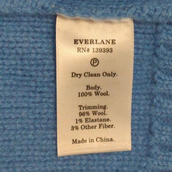 NWT Everlane Blue Navy Argyle Mock Turtleneck Wool Pullover Sweater Size L - Picture 7 of 12